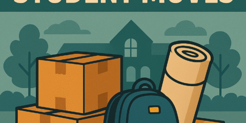 Student moves in Portsmouth – Man and Van Portsmouth helping students move with boxes and backpacks, affordable and friendly man and van service.